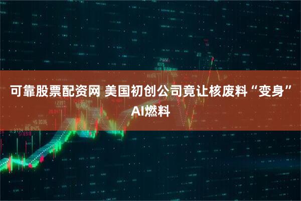 可靠股票配资网 美国初创公司竟让核废料“变身”AI燃料